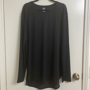 Women's Mono B Side Slit Flow Long Sleeve T-Shirt, Black Size 3XL